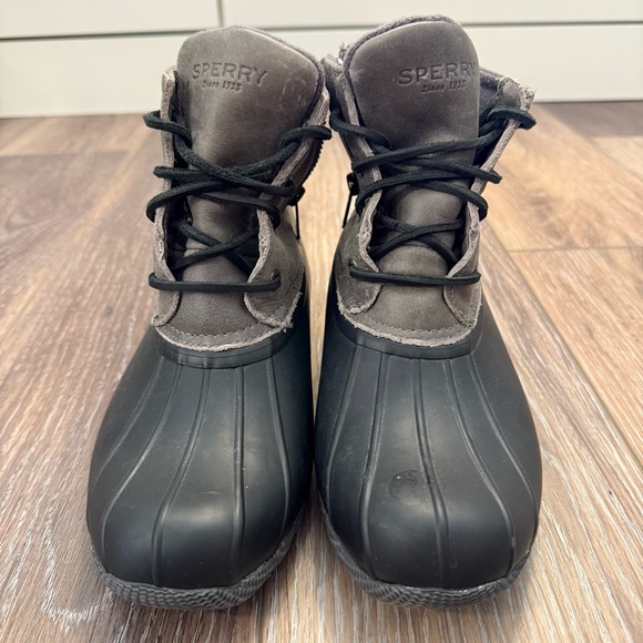 Sperry Shoes - Sperry Waterproof Leather Duck Boots Women SZ 8M Black & Gray Preppy Snow Rain